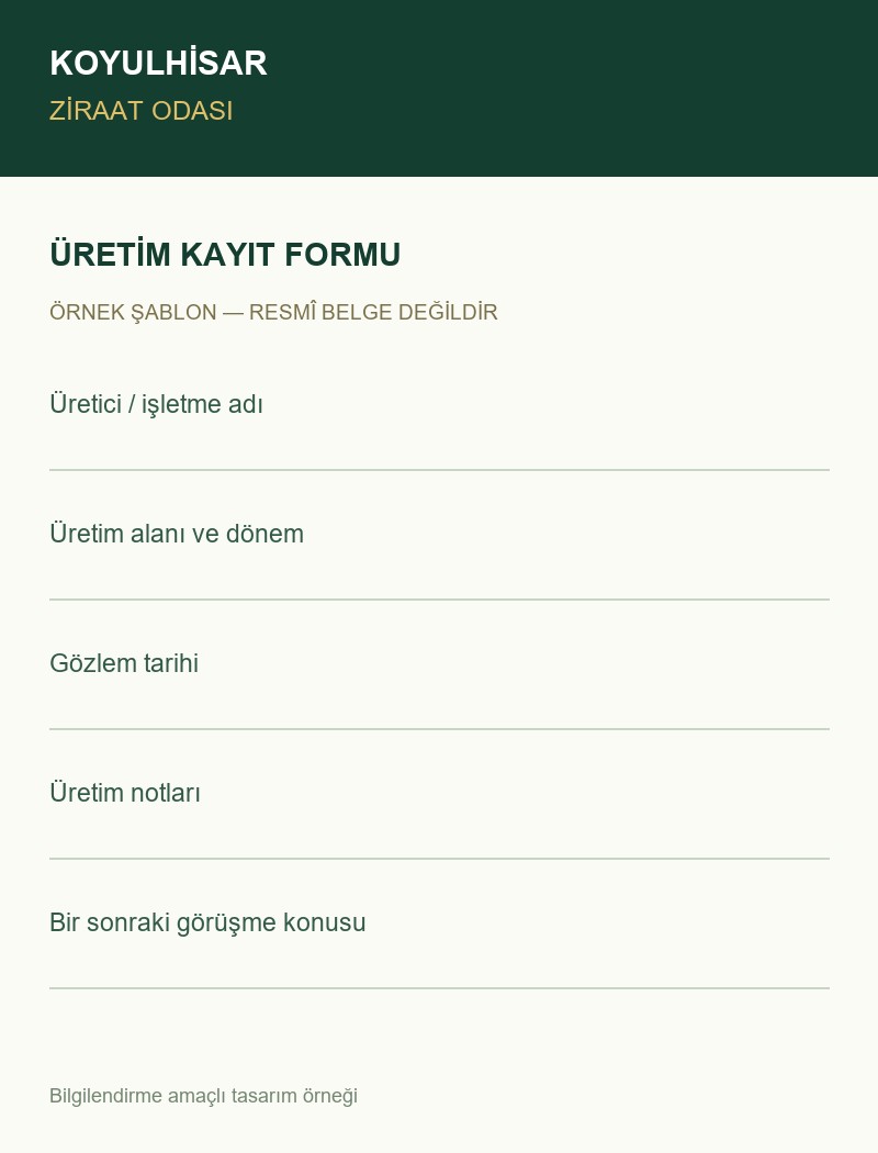 Üretim kayıt formu